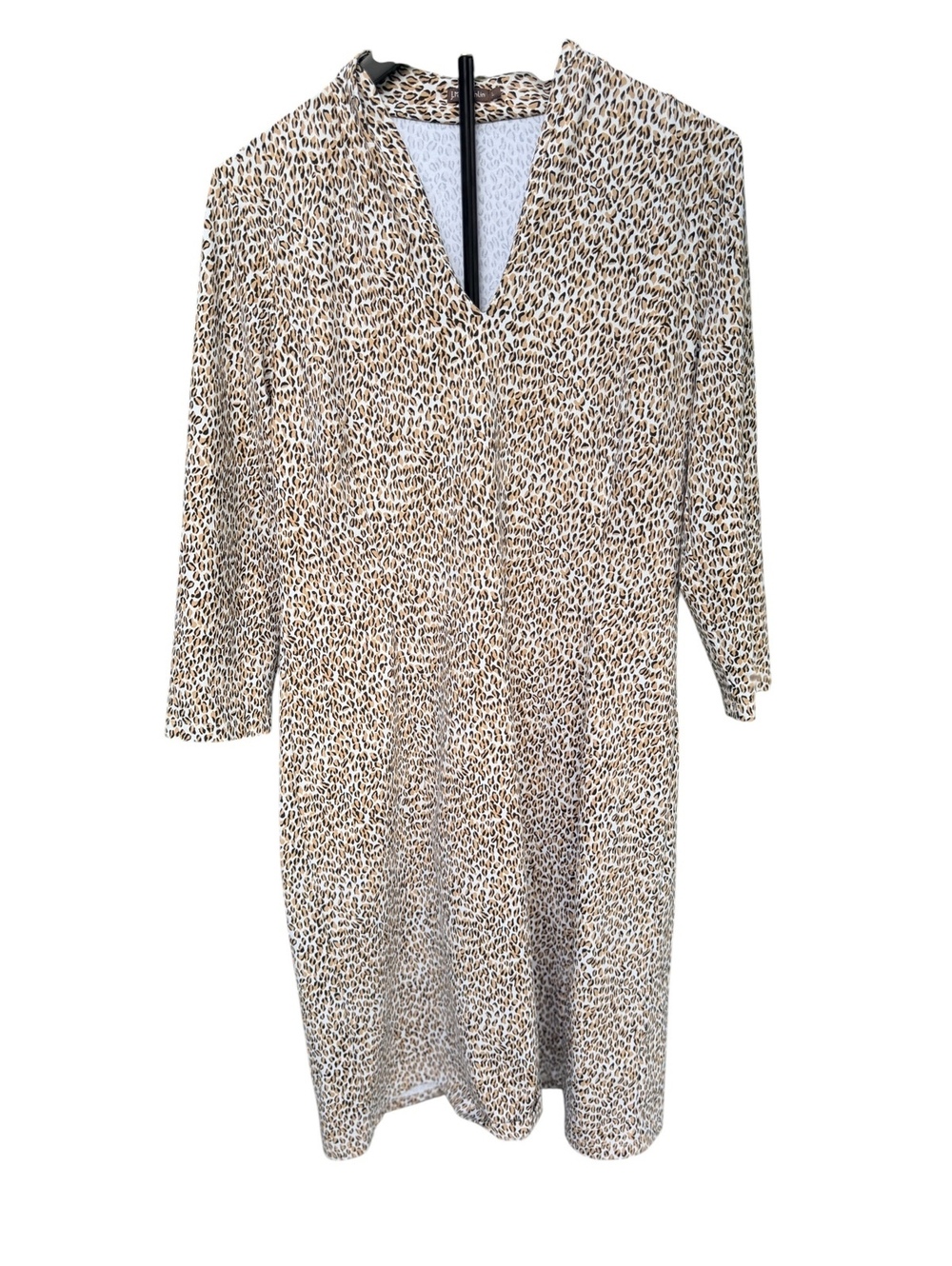 J. McLaughlin Cheetah Print Catalina Cloth 3/4 Sleeve Sheath Dress Women's L